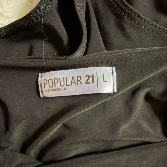 Popular 21 Black Scoop Neck Bodysuit | Size L | New - Picture 5 of 5